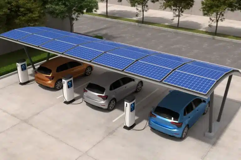 La pensilina fotovoltaica può essere particolarmente adatta ad ospitare auto elettriche