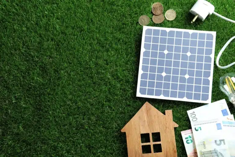 una casa e un impianto fotovoltaico illustrano che l'energia solare può rendere economicamente