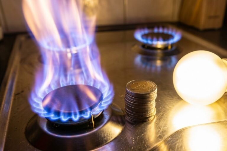 fornelli del gas con fiamma alta illustrano l'aumento dei prezi
