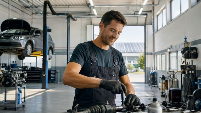 Artigiano del Lazio al lavoro in una moderna officina, esempio di impresa che può valutare il bando Valore Artigiano 2026 per investire in efficienza, impianti moderni e fotovoltaico.