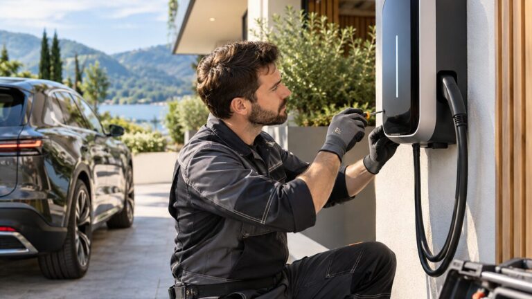 Tecnico installa una wallbox domestica per il Bonus colonnine 2026